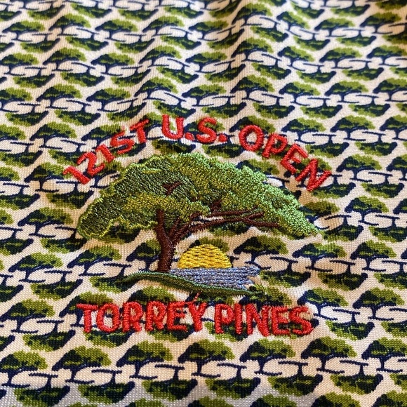 121st US Open Torrey Pines Polo Men’s 2XL Green Geometric Embroidered Logo Shirt - Picture 1 of 9